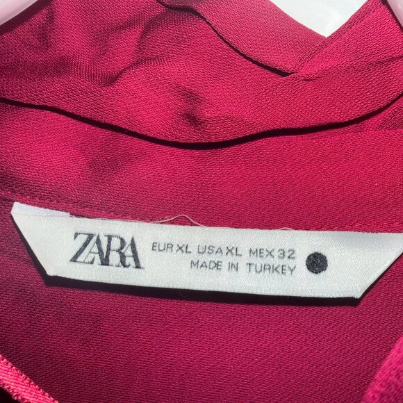 Fuhia hot pink new never worn Zara bow tie blouse - Picture 3 of 3